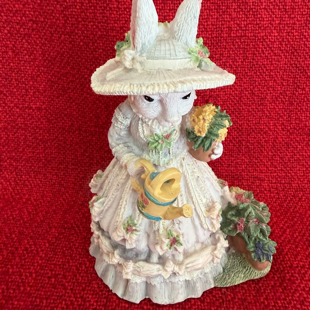 Easier White Bunny Figurine with Yellow Watering Can